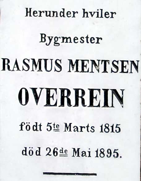 Rasmus Mentsen Overreins gravsted [detalj]